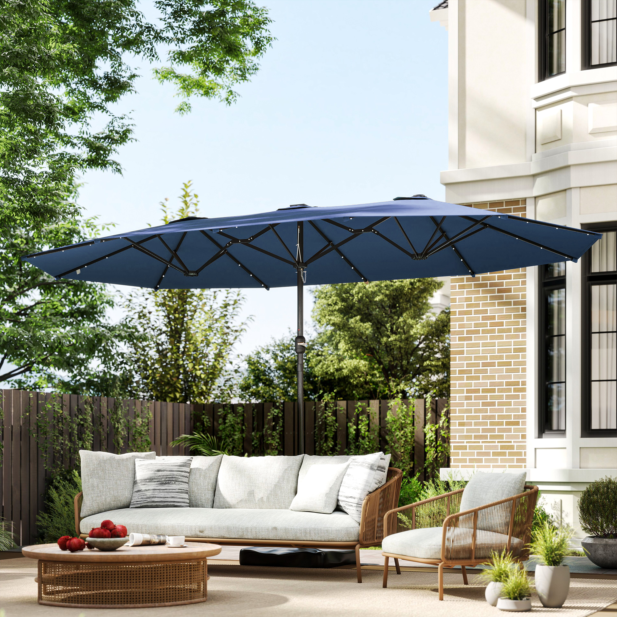 Smart Garden Umbrella - Ombrellone Bifacciale, Parasole da Giardino, Ombrellone