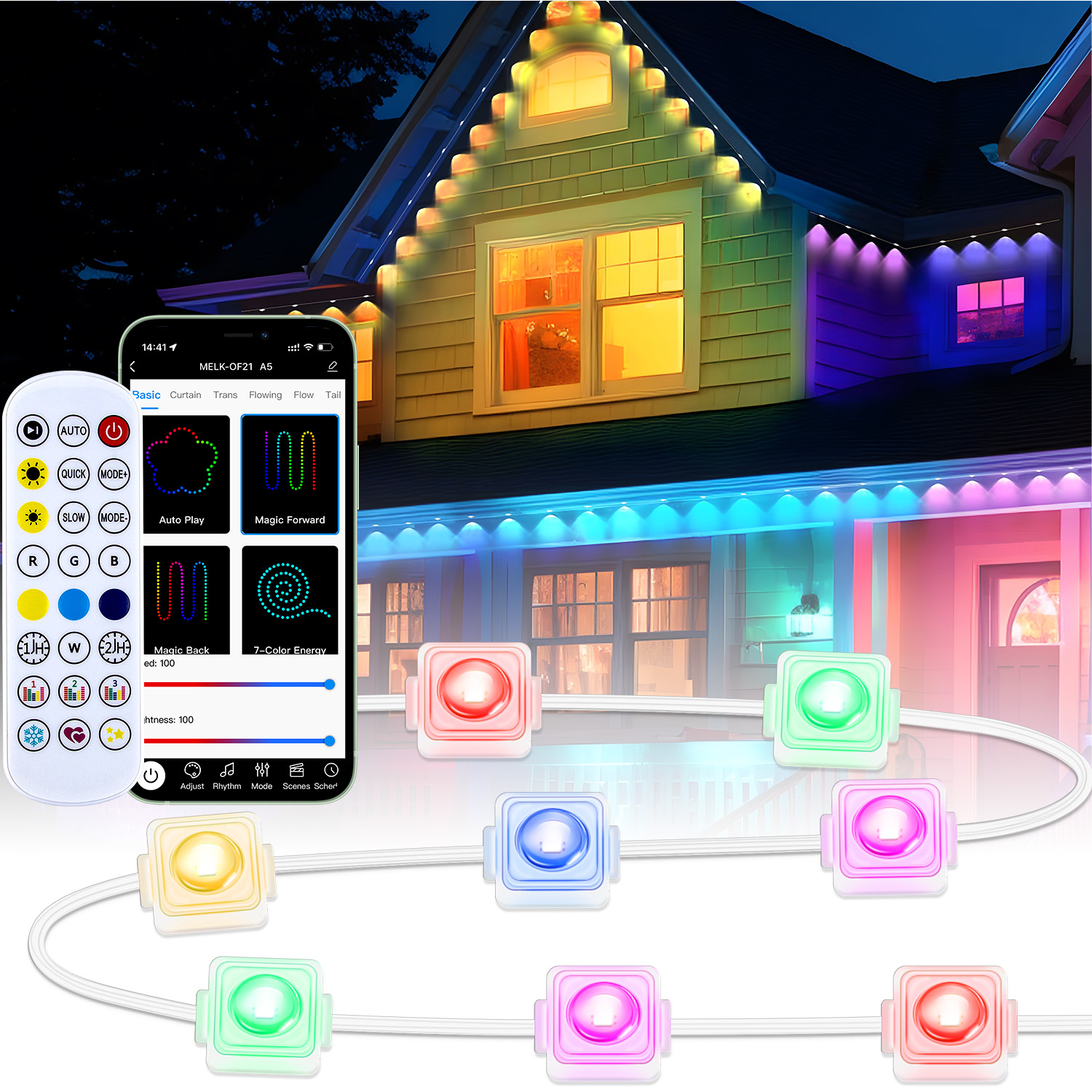Smart Garden Diy - 10M/15M/30M Gronda Illuminazione Esterna Intelligente Arcobaleno